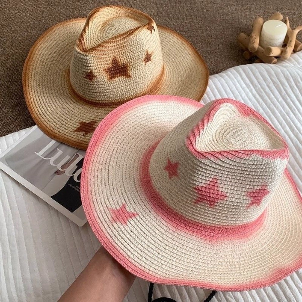Cowboy Hat Straw - Modischer Atmungsaktiver Western Cowboyhut mit Breiter