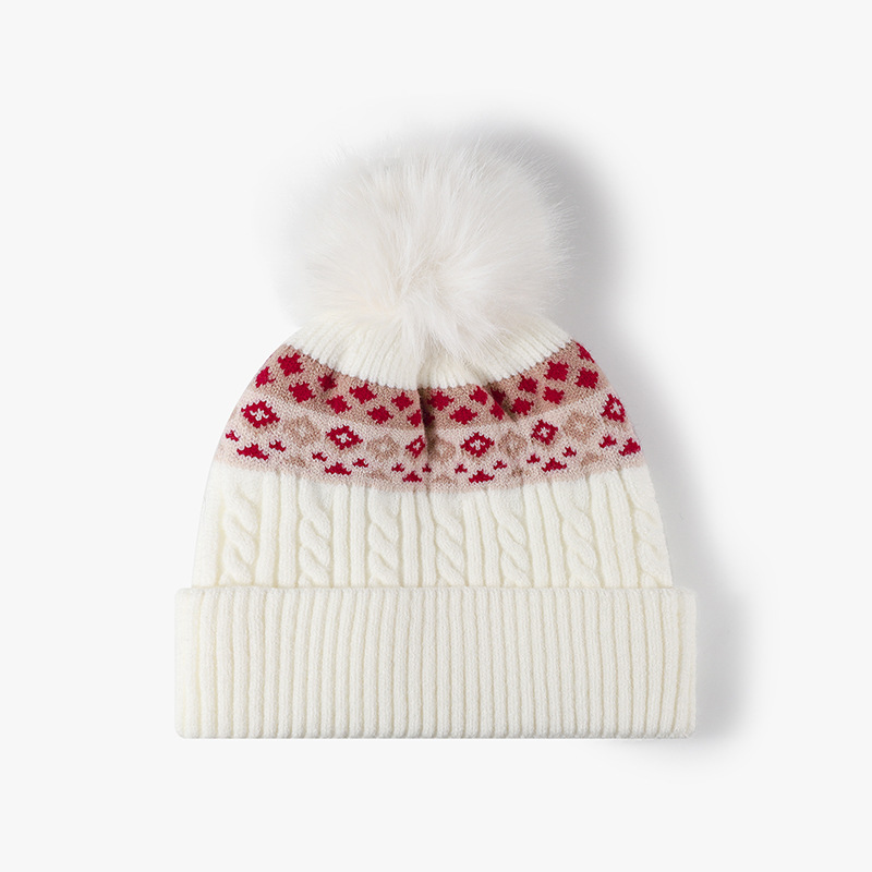 Beanie Cuffed Knit - Doppelt gefütterte Fair Isle Zopfmütze für